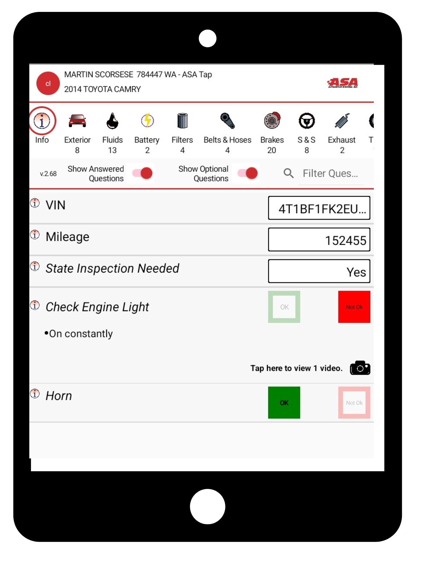 DVI (Digital Vehicle Inspection) with YES Prime Repair Shop Software